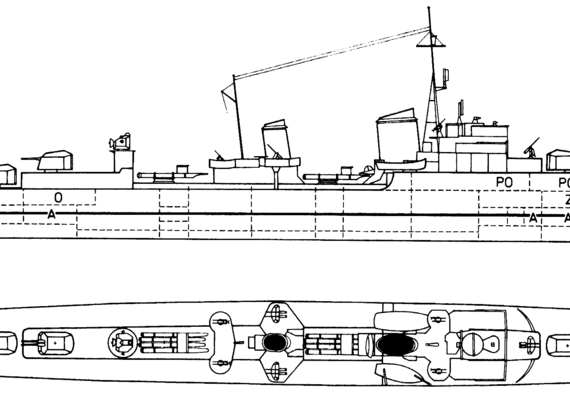 Эсминец DKM Z-46 1942 [Destroyer] - чертежи, габариты, рисунки